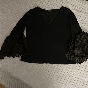 Club Monaco Black Top with beautiful lace cuffed sleeves